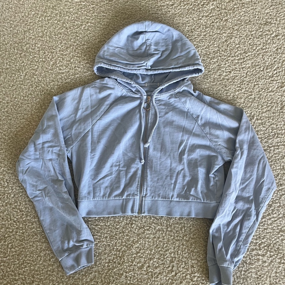 Cropped Light Blue Zip Up
